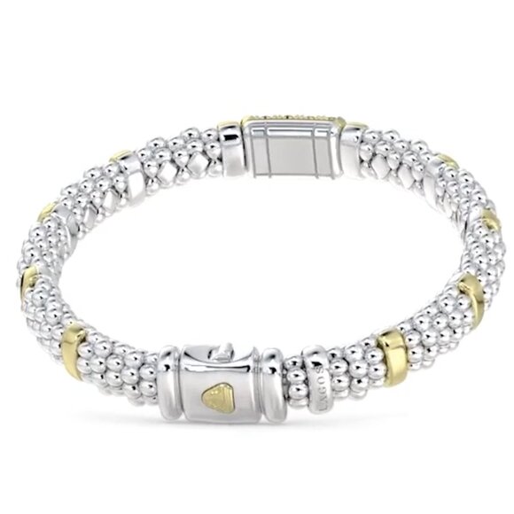 Blue Sapphire Caviar Bracelet from Lagos Size 7/9mm Width - Picture 3 of 9